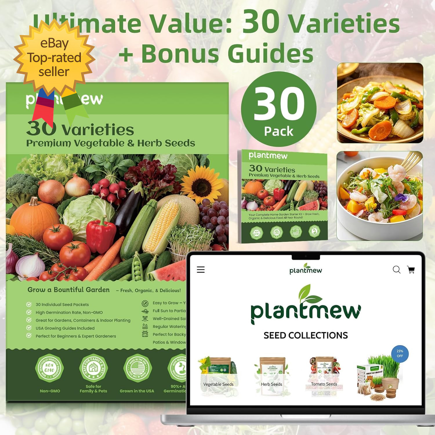 Heirloom Vegetable Seeds Kit 15000+ Non GMO Garden Survival Planting Mix Pack