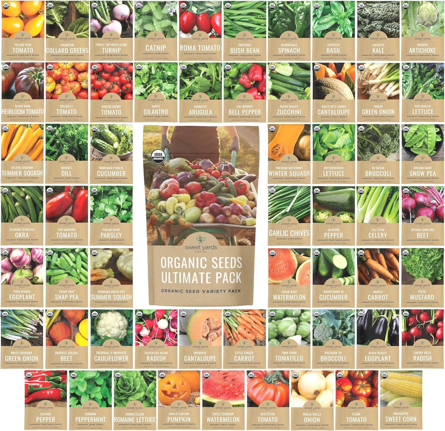 60-Pack Ultimate Organic Non-GMO Seeds Variety for 2026 Planting Season