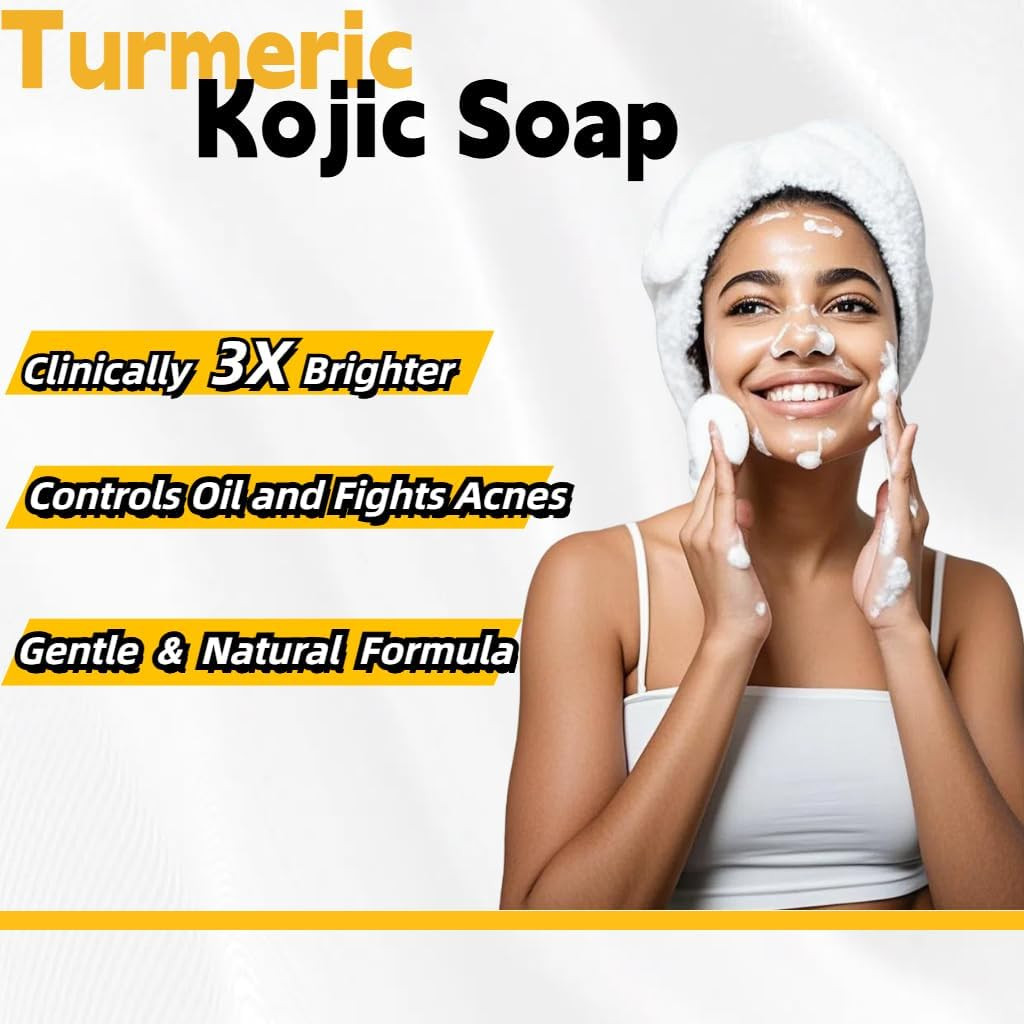Lemon & Turmeric Glow Soap Bar for Dark Spots Remover, Powered by Kojic Acid