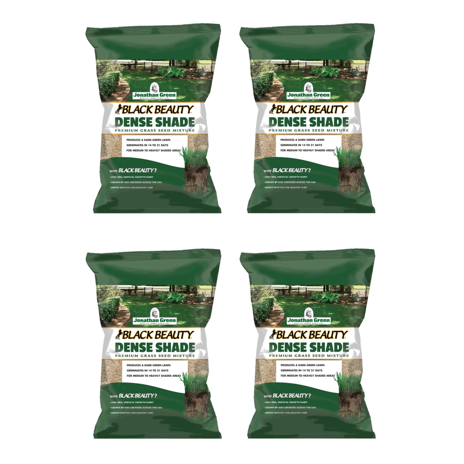 Jonathan Green Black Beauty Dense Shade Grass Seed Mix, 25lb bags, 4 Pack