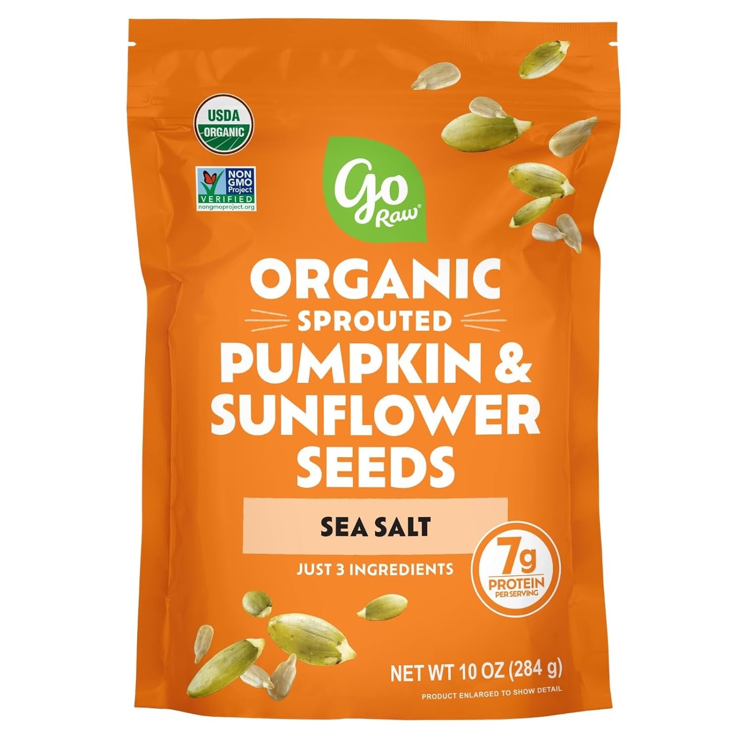 Healthy Snack Pack: Organic Sprouted Pumpkin & Sunflower Seeds, 10oz Resealable
