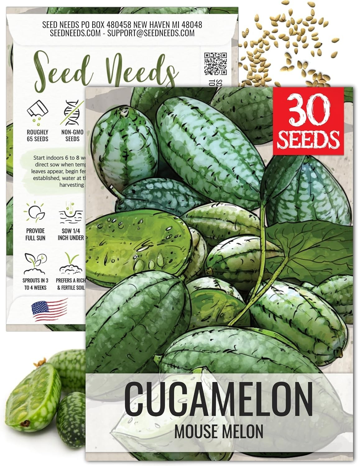 Cucamelon Seeds for Planting Mexican Sour Gherkin Miniature Mouse Melons – No…