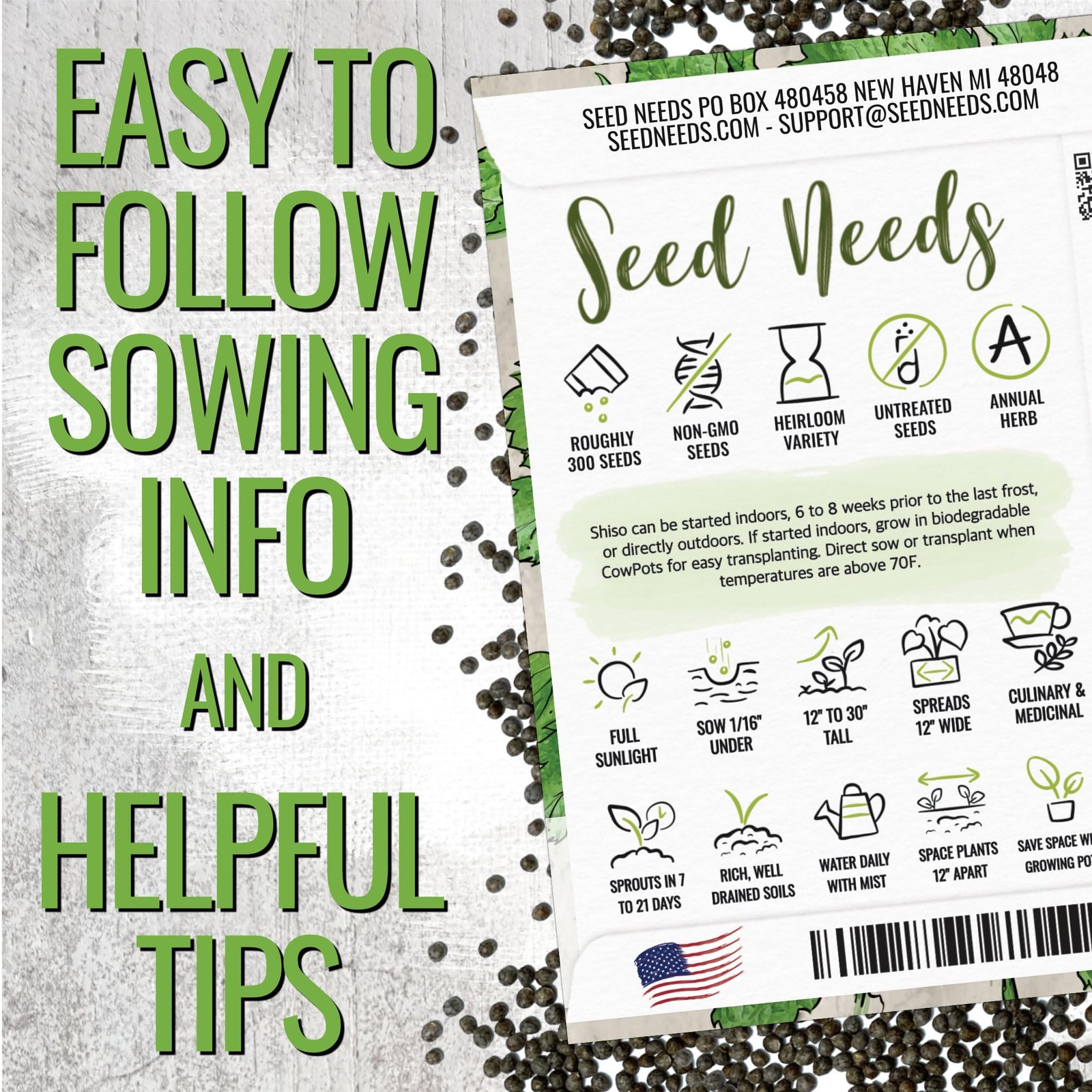 Shiso Seeds for Planting Green Perilla – Non-GMO Culinary Herb (2 Packs)