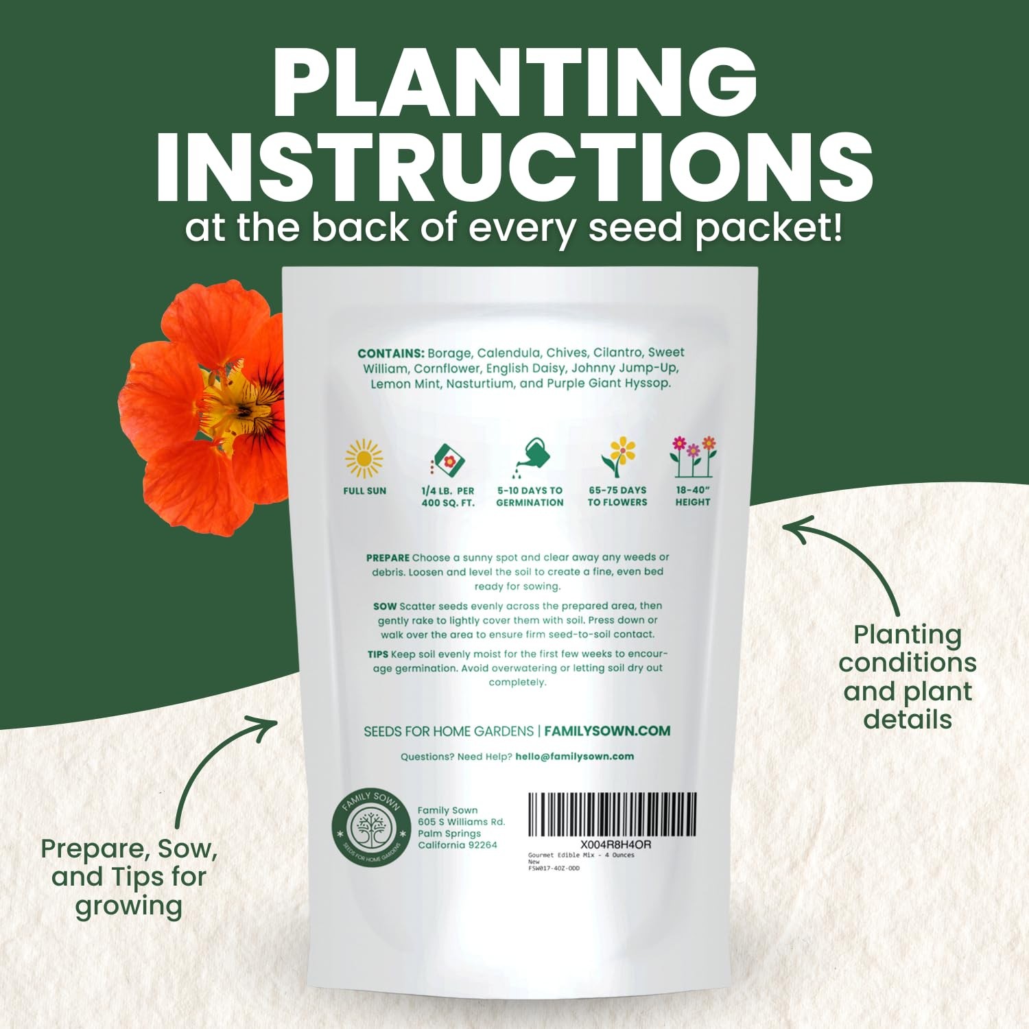 Premium Culinary Seeds Mix – 22,000 Edible Flowers & Herbs for Planting