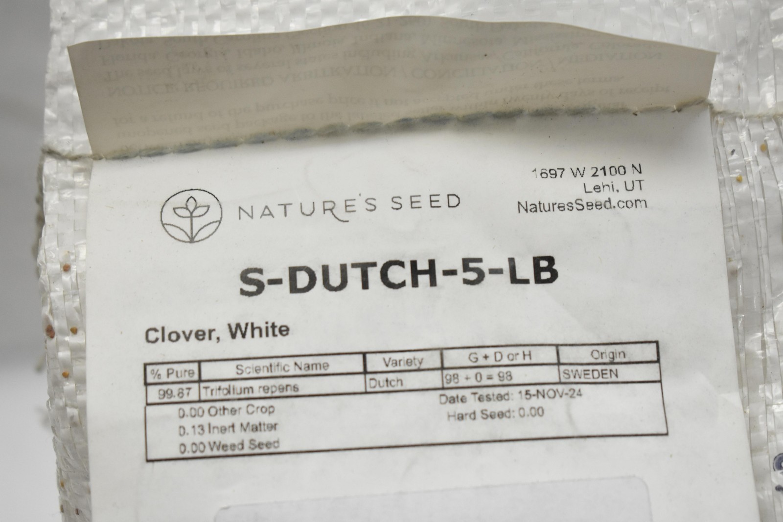 Nature’s Seed White Dutch Clover Seed 5LB Lawn Grass Alternative Ground Cover