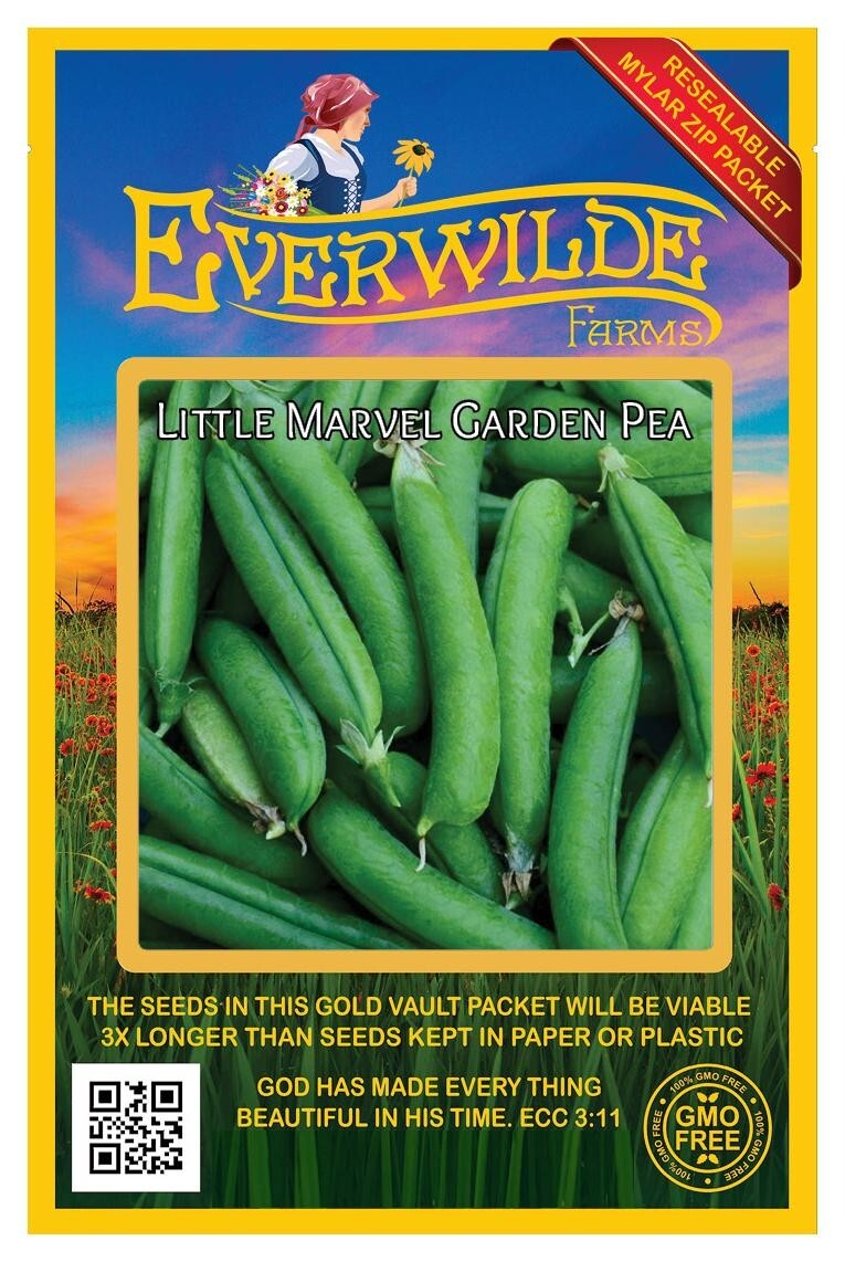 100 Little Marvel Garden Pea Seeds – Everwilde Farms Mylar Seed Packet