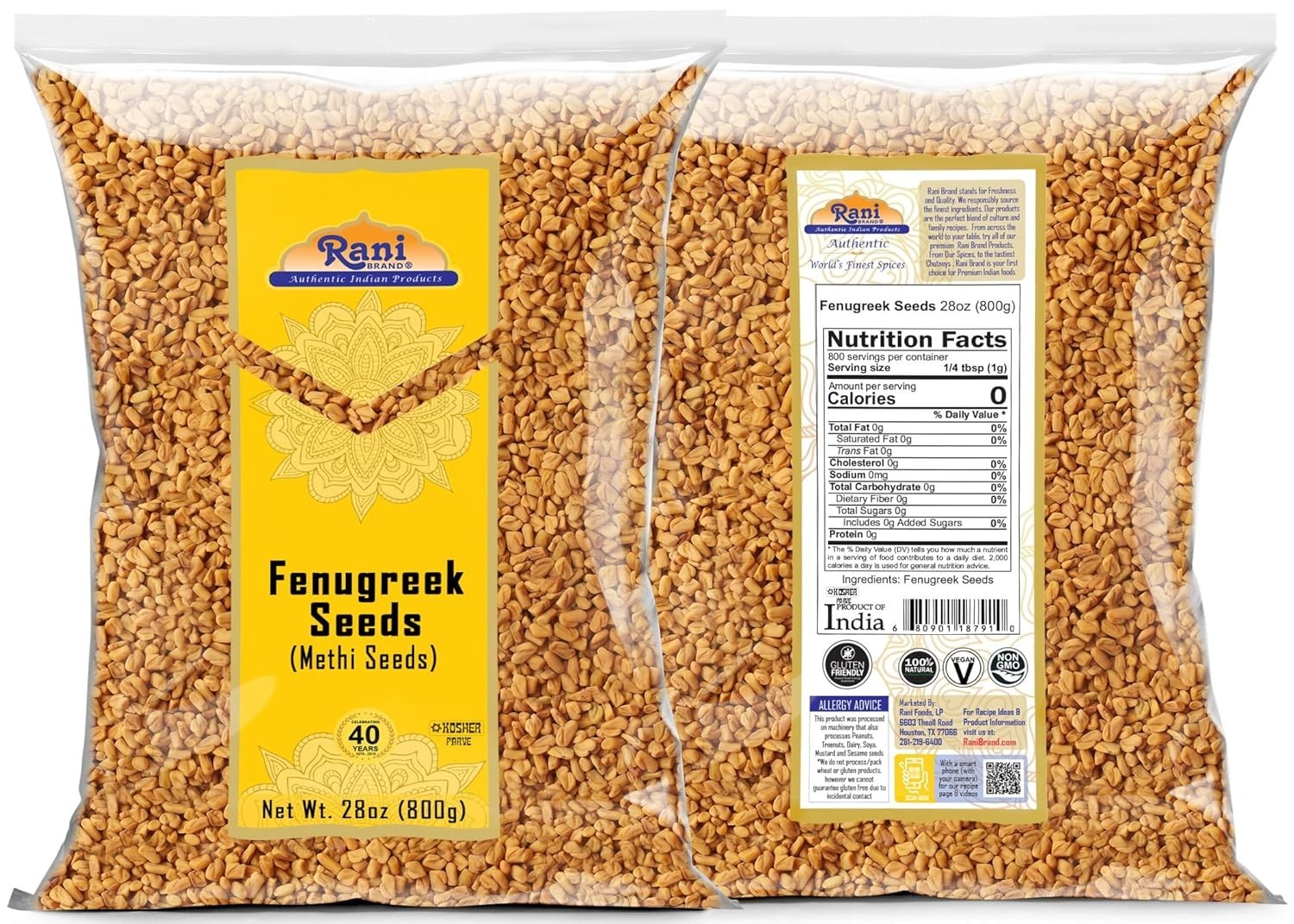 Rani Fenugreek Methi Seeds Whole 28oz 800g Trigonella foenum graecum ~ All Na…