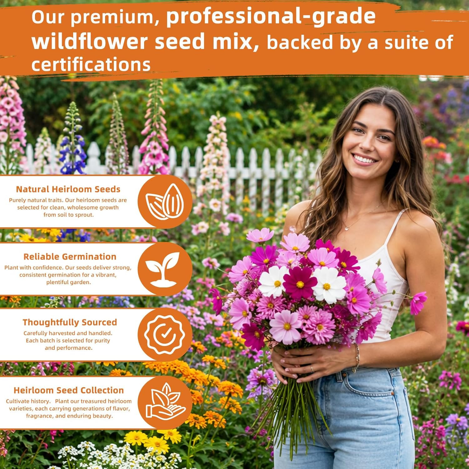 100,000+ Wildflower Seeds Bulk (4Oz) – 25 Varieties Annual & Perennial Mix, High