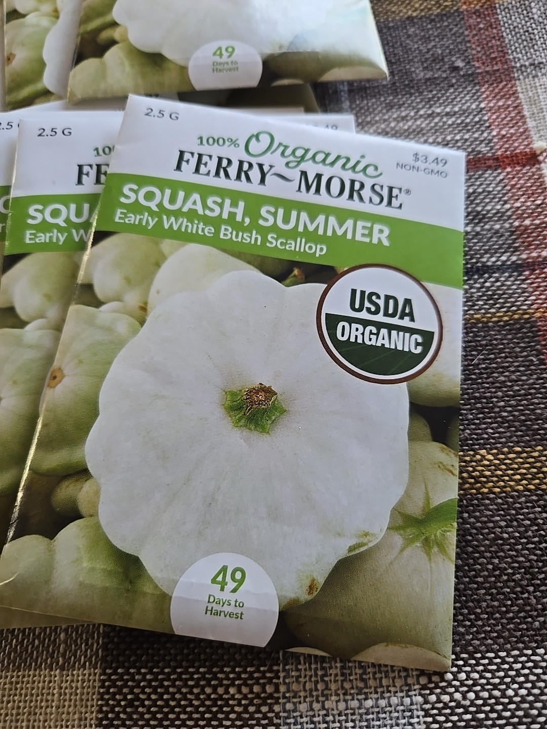 Ferry-Morse 2025 Seed Squas Summer Early White Bush Scallop Organic 2.5 G