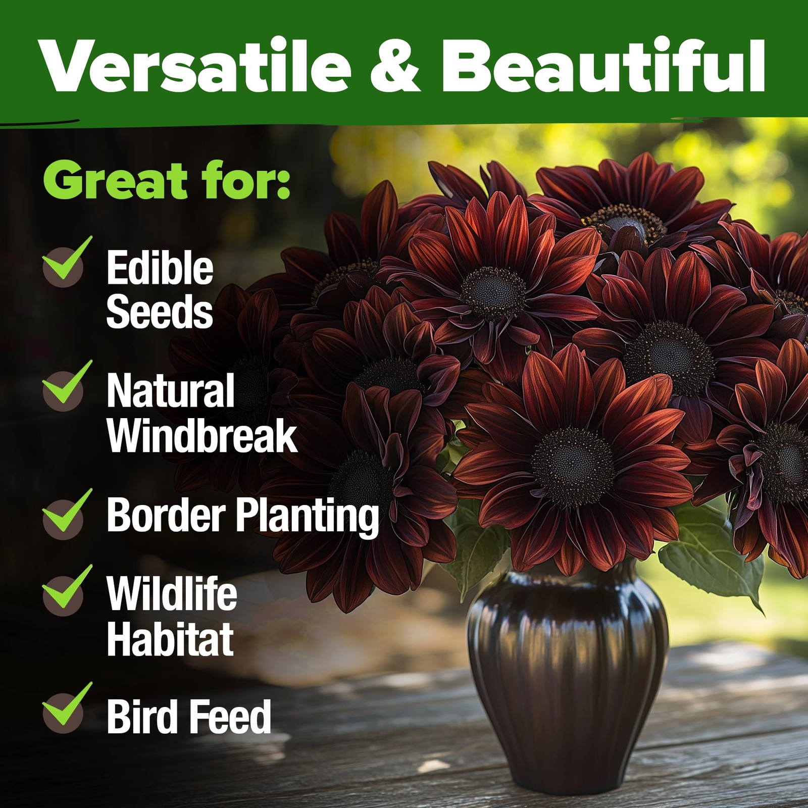 Chocolate Cherry Sunflower Seeds 75 Heirloom Seeds for Planting Burgundy Sunf…