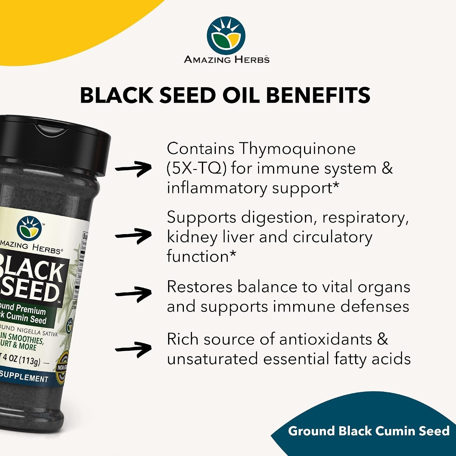 Organic Ground Black Cumin Seeds – 4 Oz, Natural Immune Support & Digestive Aid