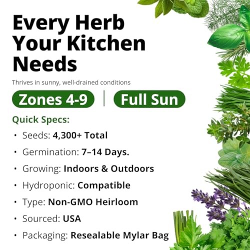 Herb Seeds for Planting Massive Seed Count 4,300+ 15-Pack Herb Seed Vault