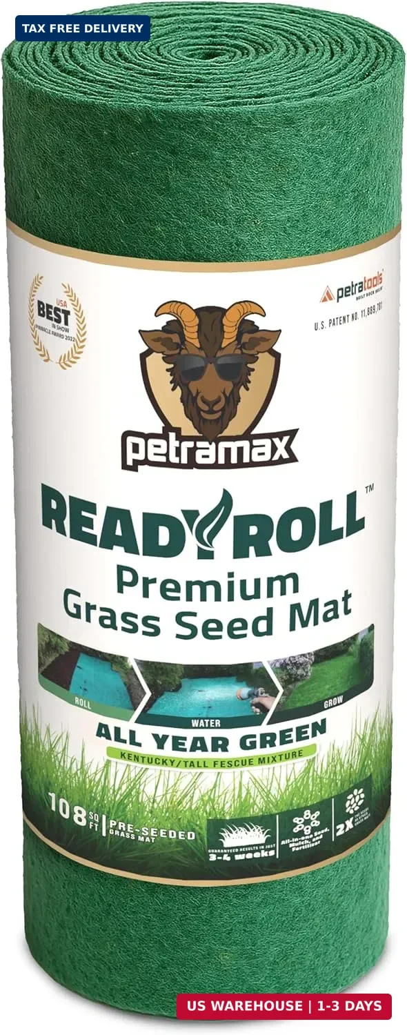 Petramax ReadyRoll Biodegradable Kentucky Grass Seed Mat for Southern Lawn (108