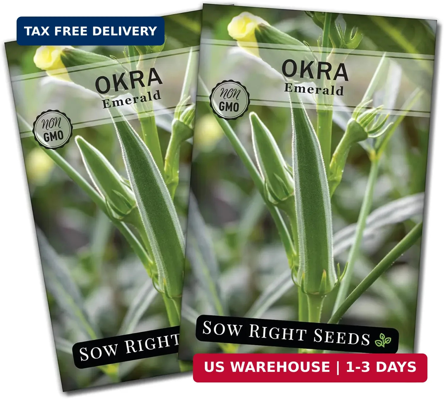 Sow Right Seeds – Emerald Okra Seeds for Planting – Non-GMO Heirloom Packet with
