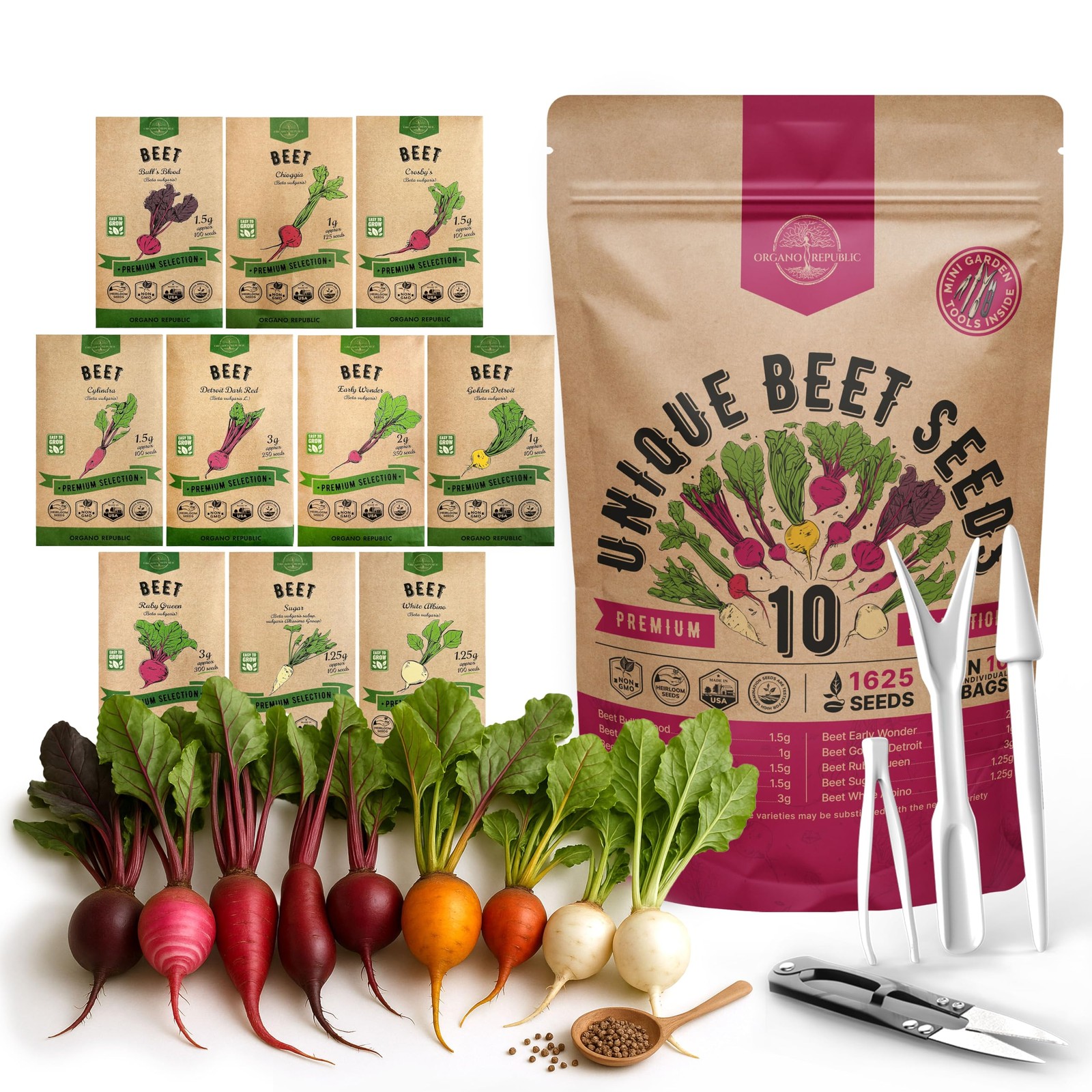 10 Rare Beet Seeds Variety Pack – Heirloom Non-GMO for Indoor & Outdoor