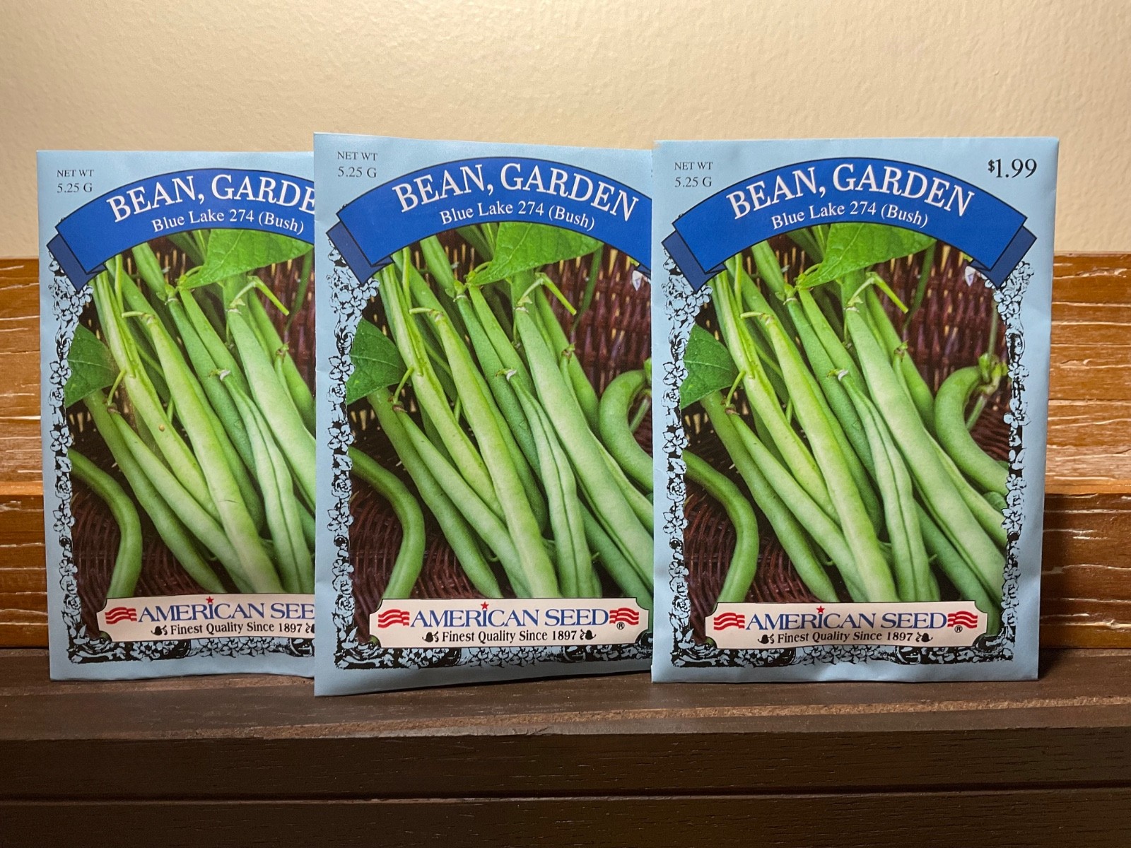 3 pack Blue Lake 274 Bush Green Bean Seeds, Heirloom/Non-GMO, American Seed 2026