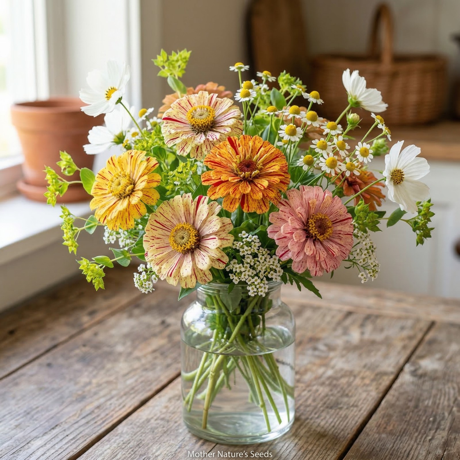Zinnia PEPPERMINT STICK Mix Pollinators Butterflies Hummingbird USA 200 Seeds