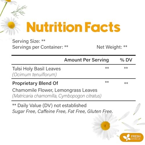 , Premium 135 Tea Bags Tulsi Chamomile Lemongrass Herbal Tea | Blend with Holy
