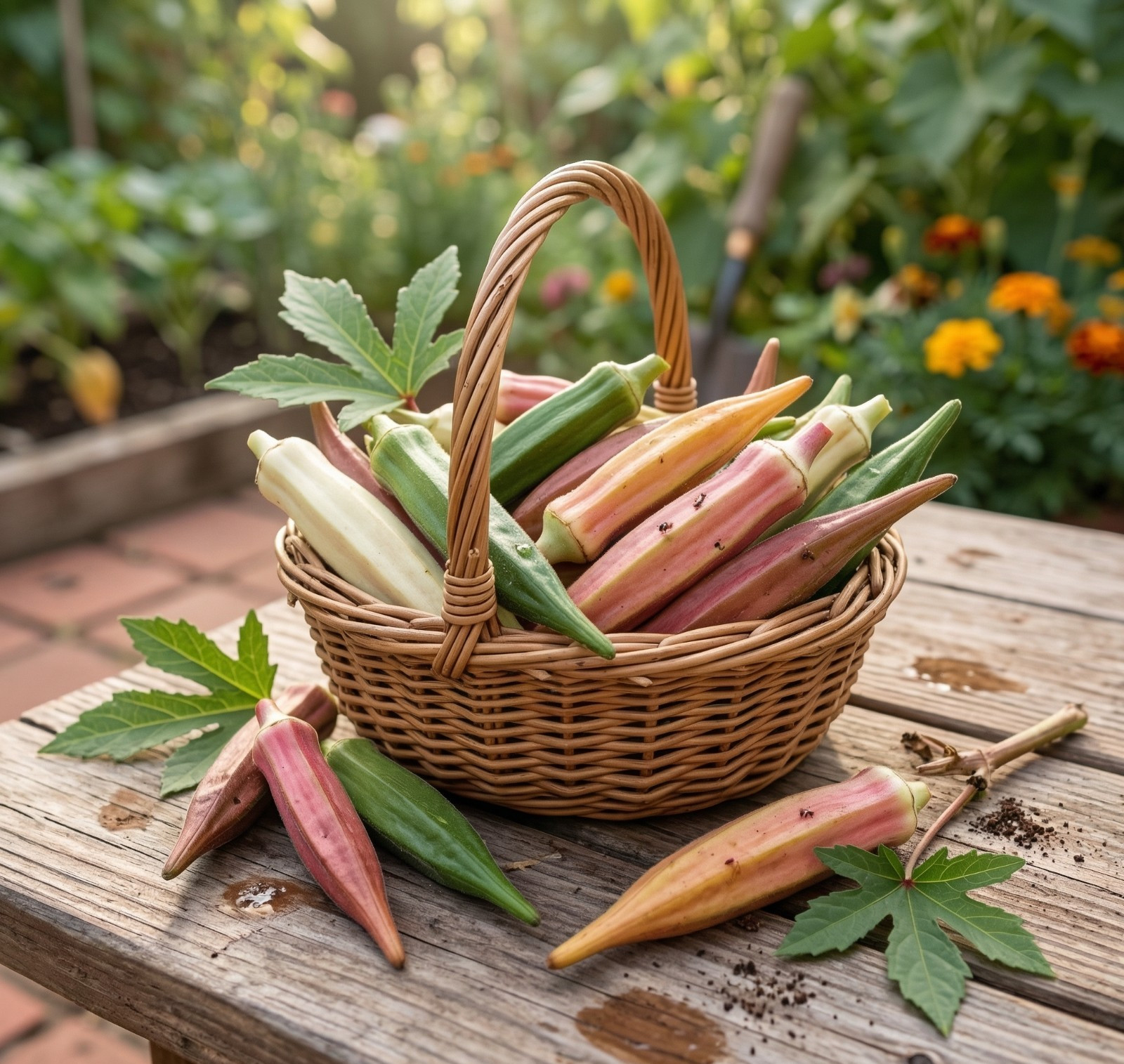 Okra RAINBOW FIESTA Colorful Pods Heirloom Garden Vegetable Non-GMO 50 Seeds
