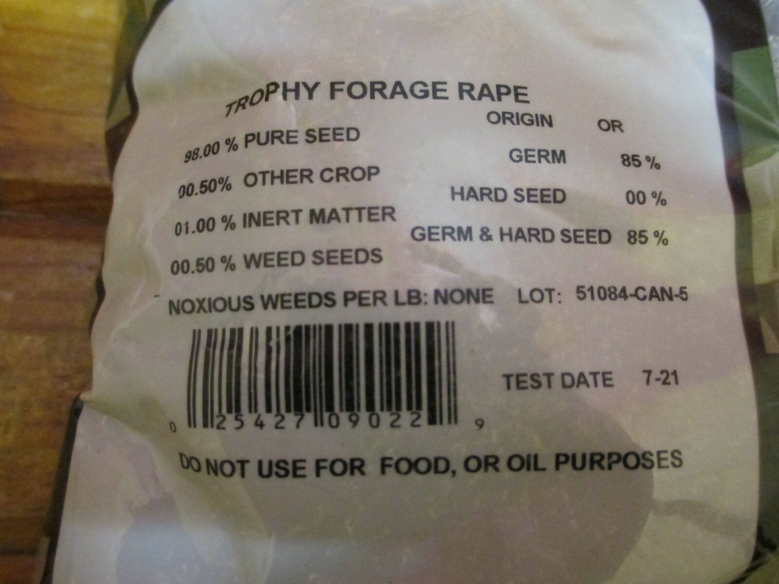 5lbs TROPHY FORAGE RAPE SEED Food Plot Seed For Deer Turkey Excellent No Till