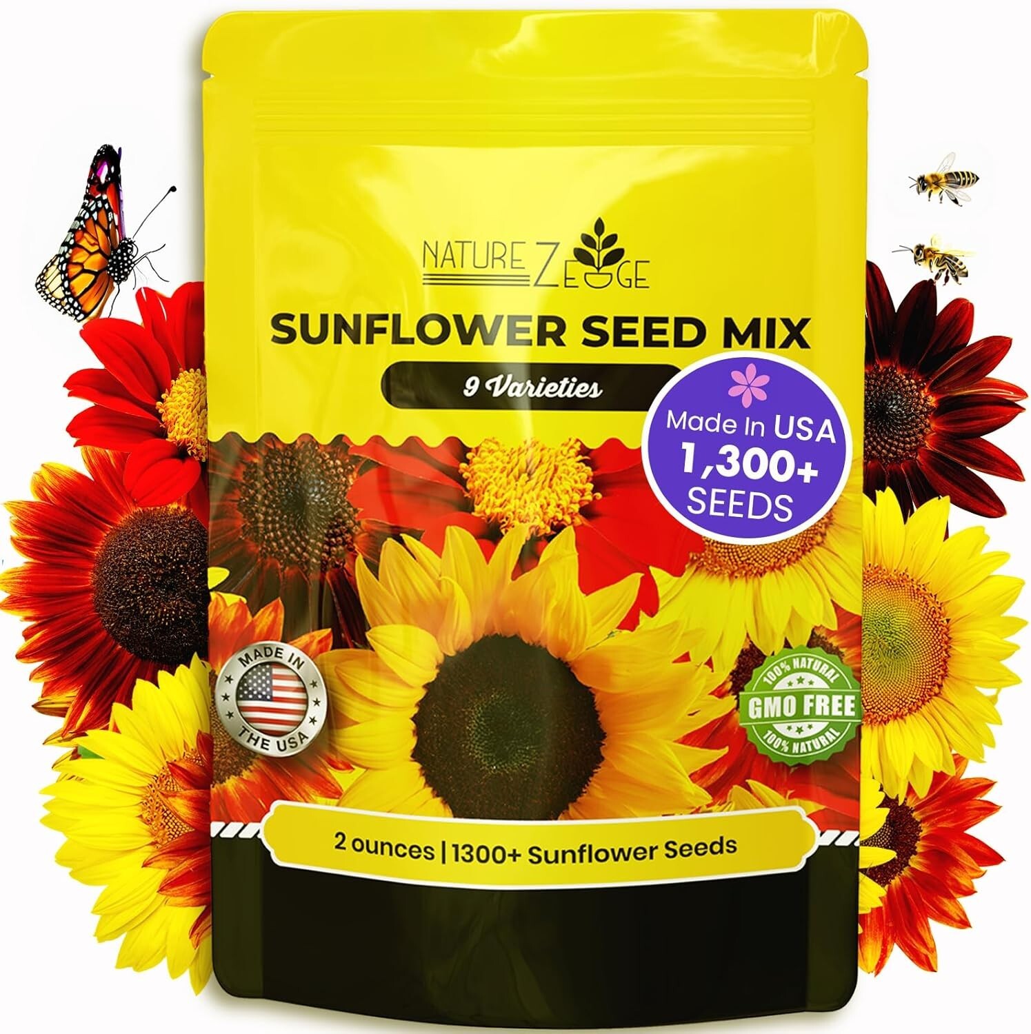 Bulk 1300+ Sunflower Seeds 2oz Packet for Easy Planting – High Germination Rate