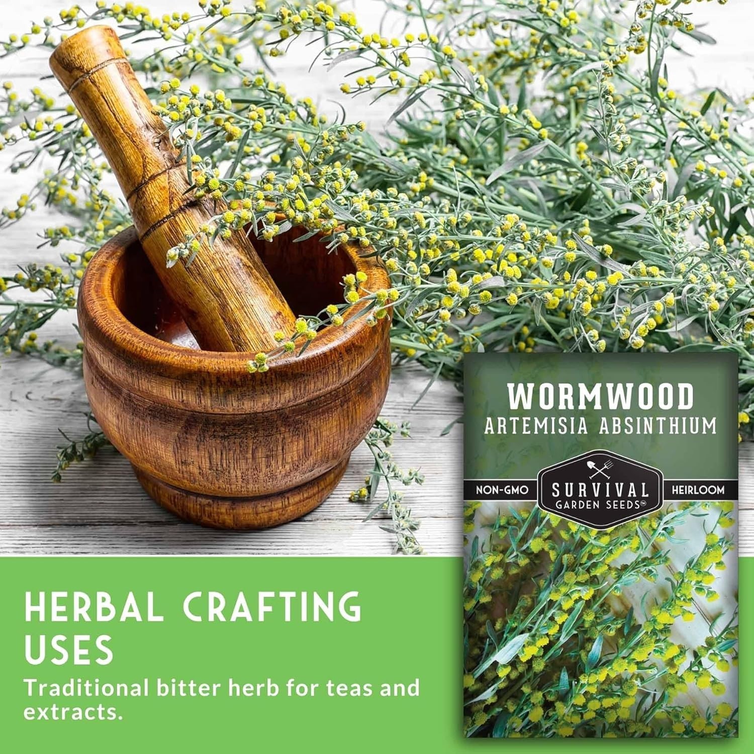 5-Pack Heirloom Wormwood Seeds – Deer Resistant Medicinal Herb for Home Gardens