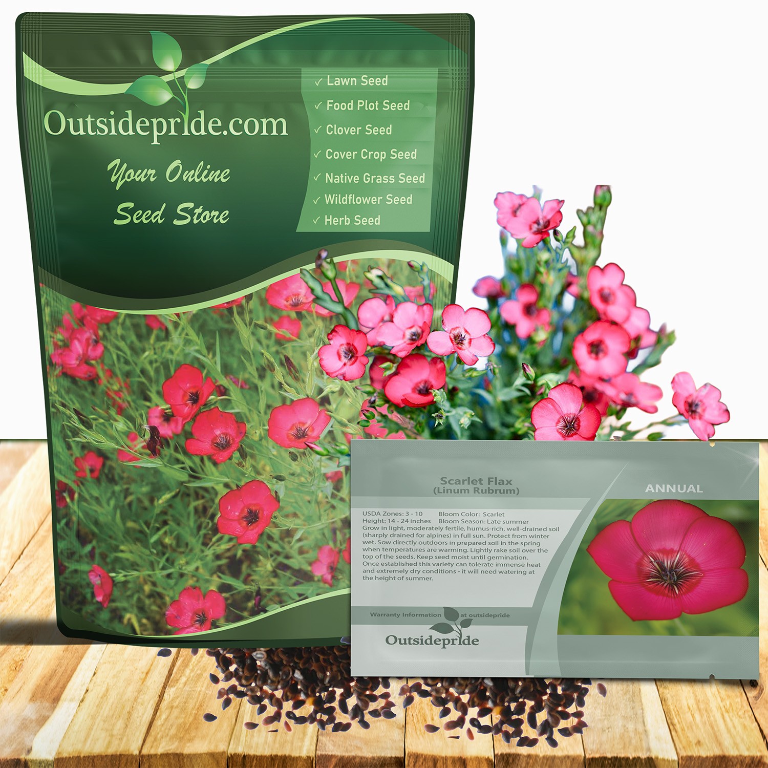 5 LBS Drought Tolerant Linum Rubrum Scarlet Flax Wildflower Seed