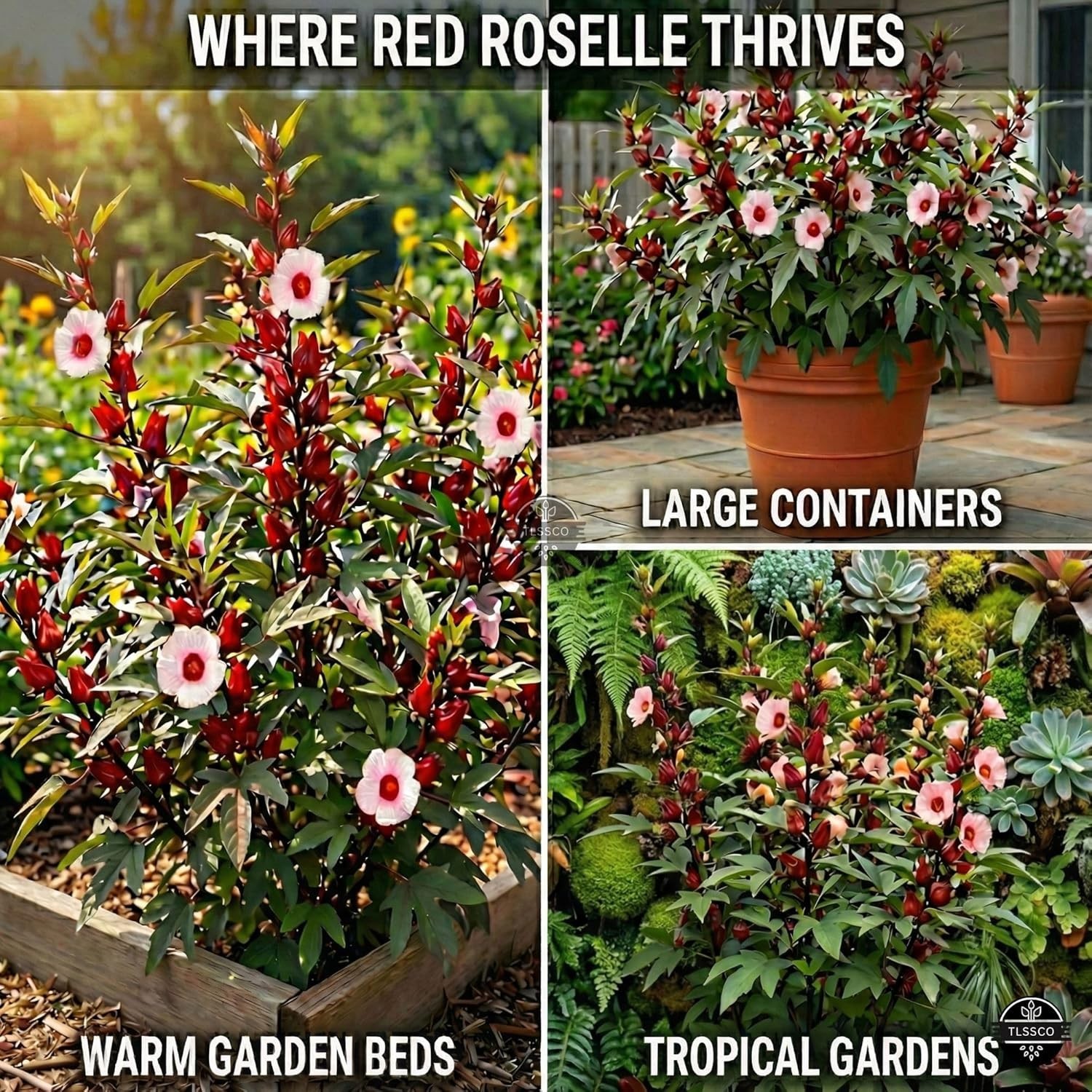 100+ Non-GMO Red Roselle Seeds for Fast-Growing Hibiscus Flowers