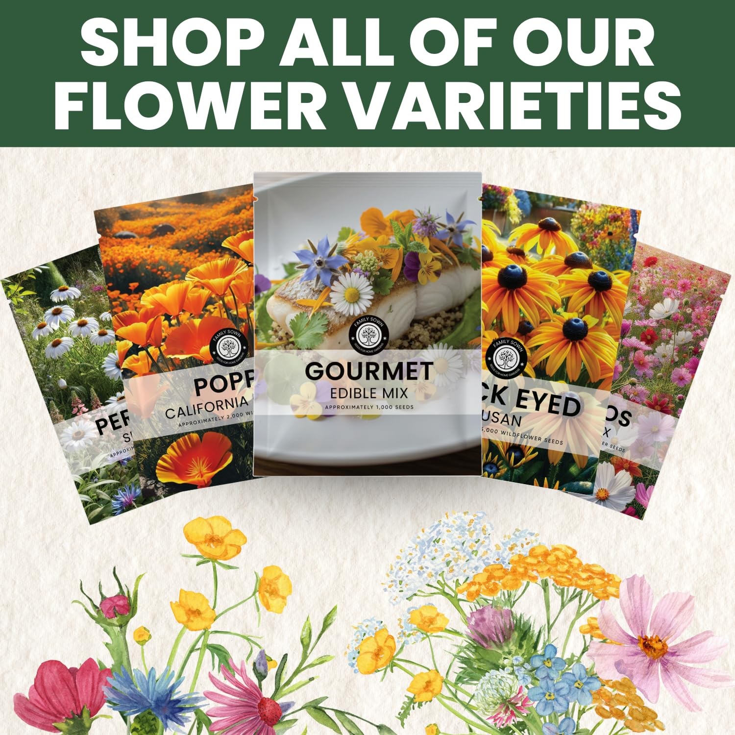 Gourmet Edible Mix – 1,000 Premium Seeds for Planting – Fresh Culinary Flower…
