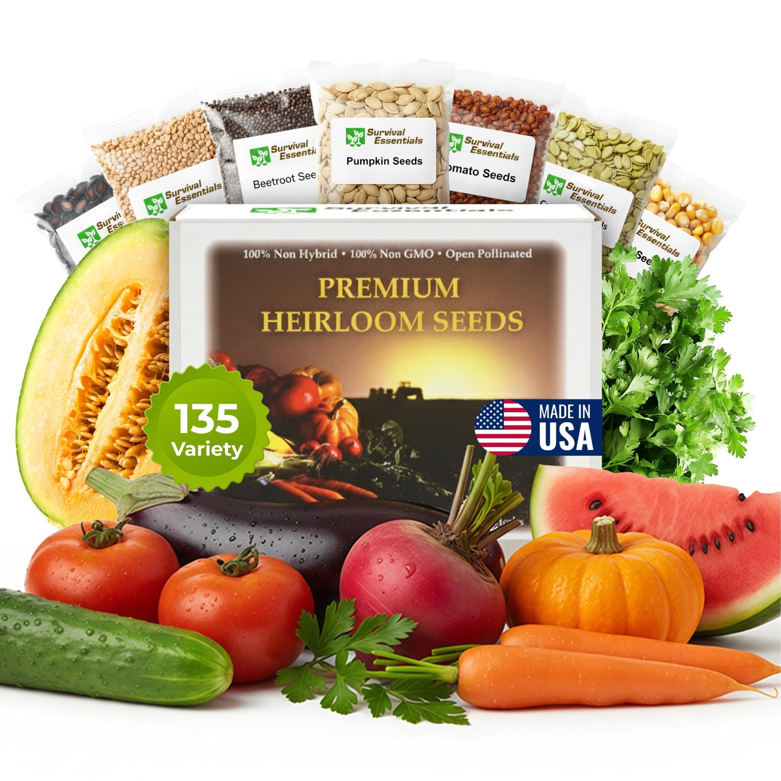 Heirloom Seeds for Planting Vegetables and Fruits – 135 Variety Vault – Medic…