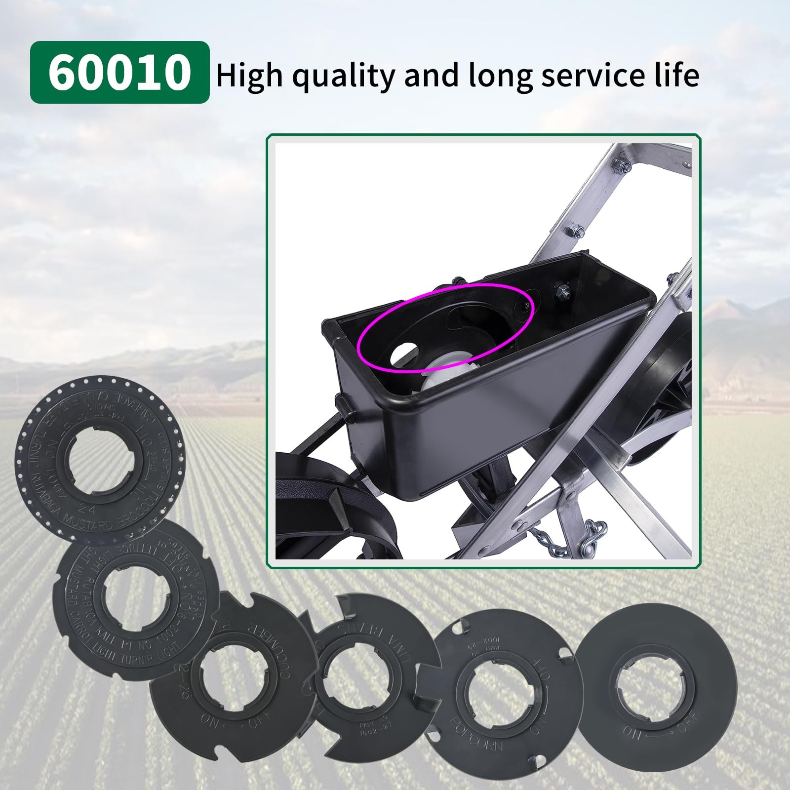 60010 Optional Seed Plate Set Fits EarthWay 1001B Garden Seeder Contains Ligh…
