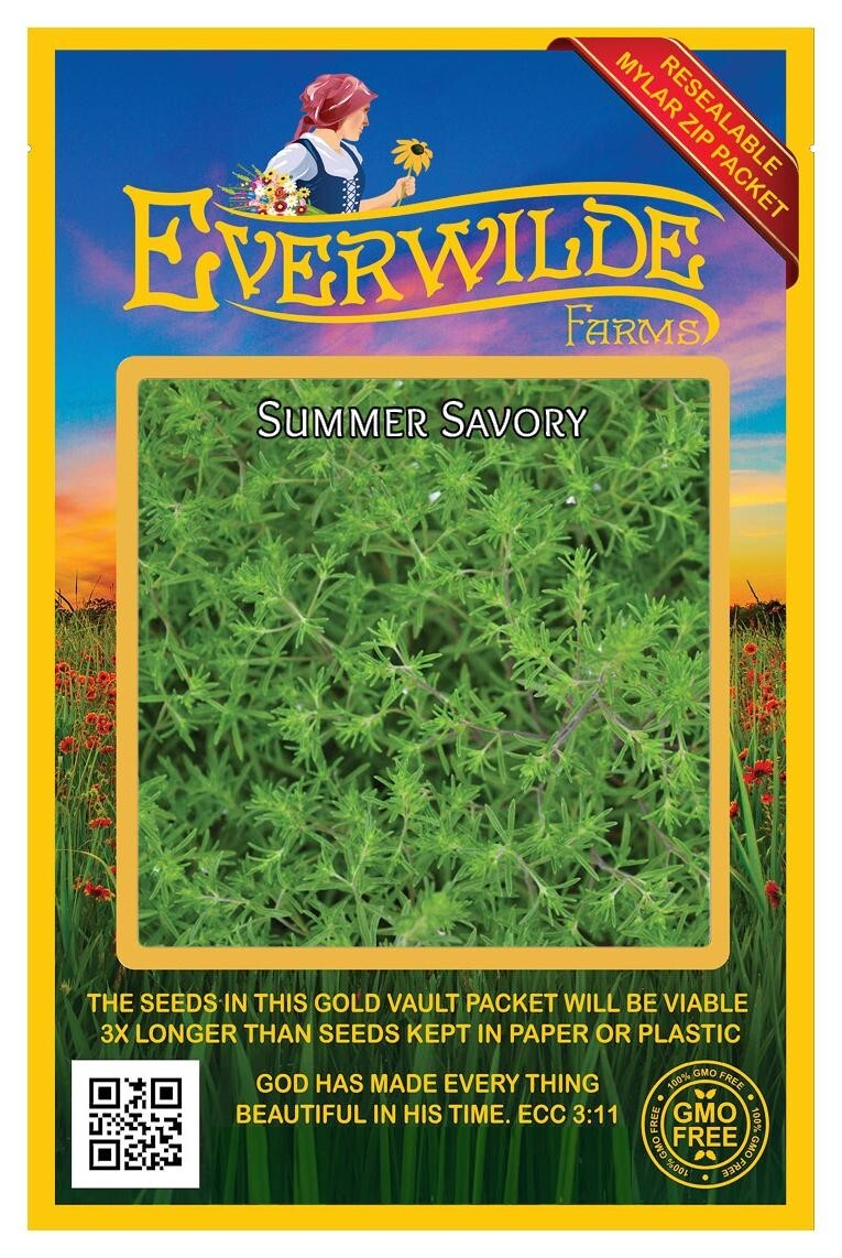 2000 Summer Savory Herb Seeds – Everwilde Farms Mylar Seed Packet