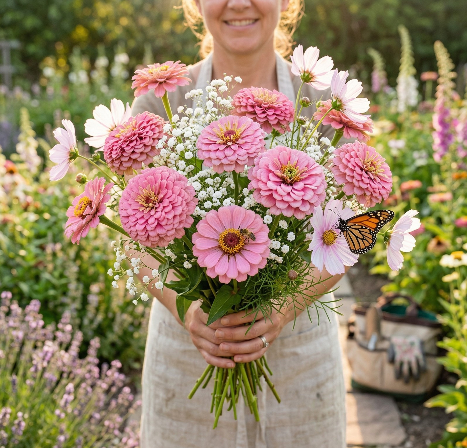 Zinnia ILLUMINATION Pink Wedding Cut Flower Garden Pollinators Non-GMO 100 Seeds