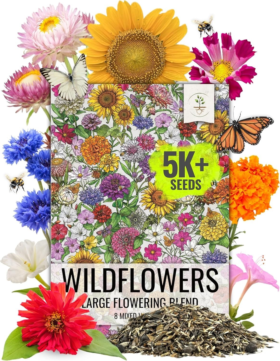 Large Blooms Mix Hummingbird and Butterfly 1 Ounce No Filler 7 Varieties Open