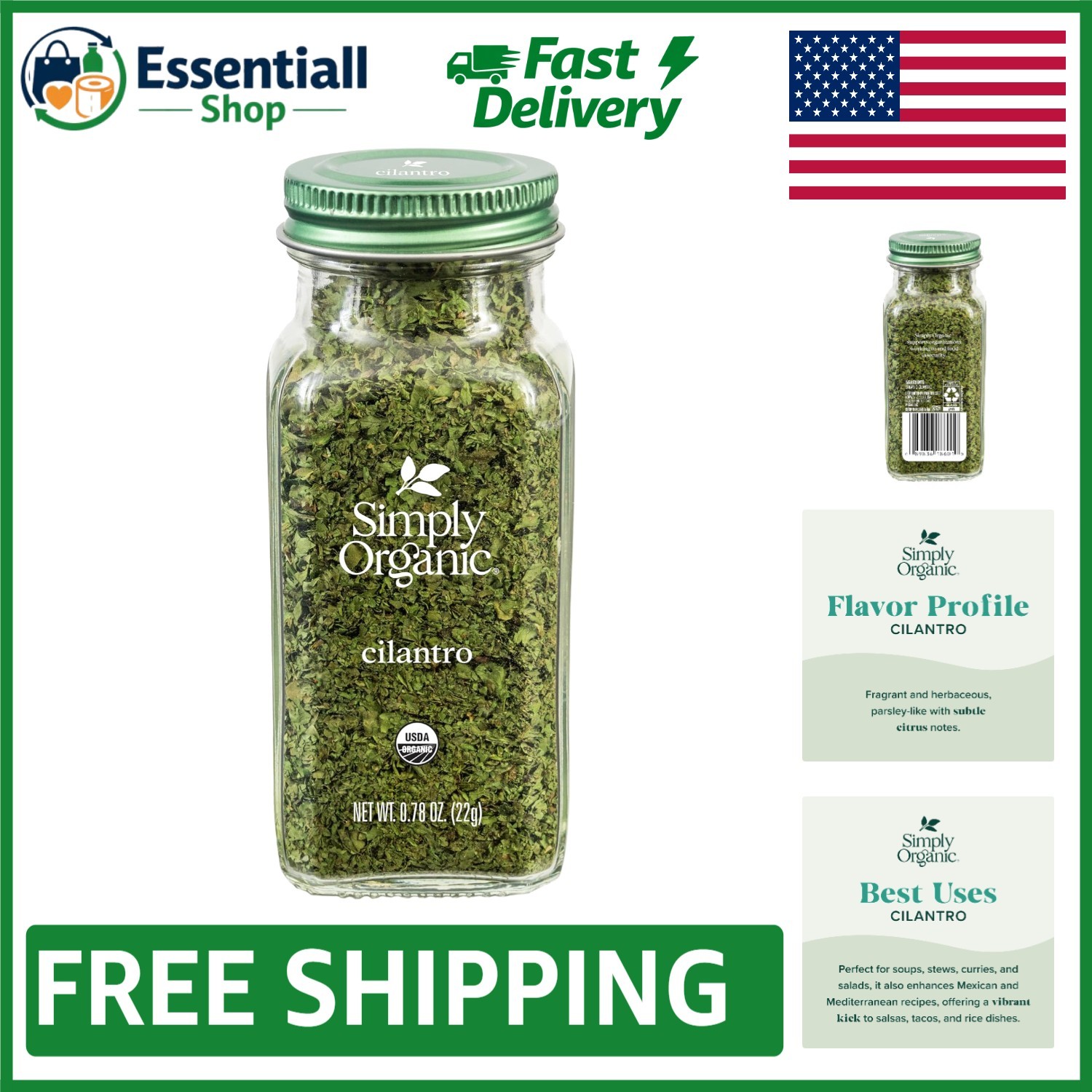 High-Quality Organic Dried Cilantro – 0.78 oz, Hand-selected & Non-Irradiated