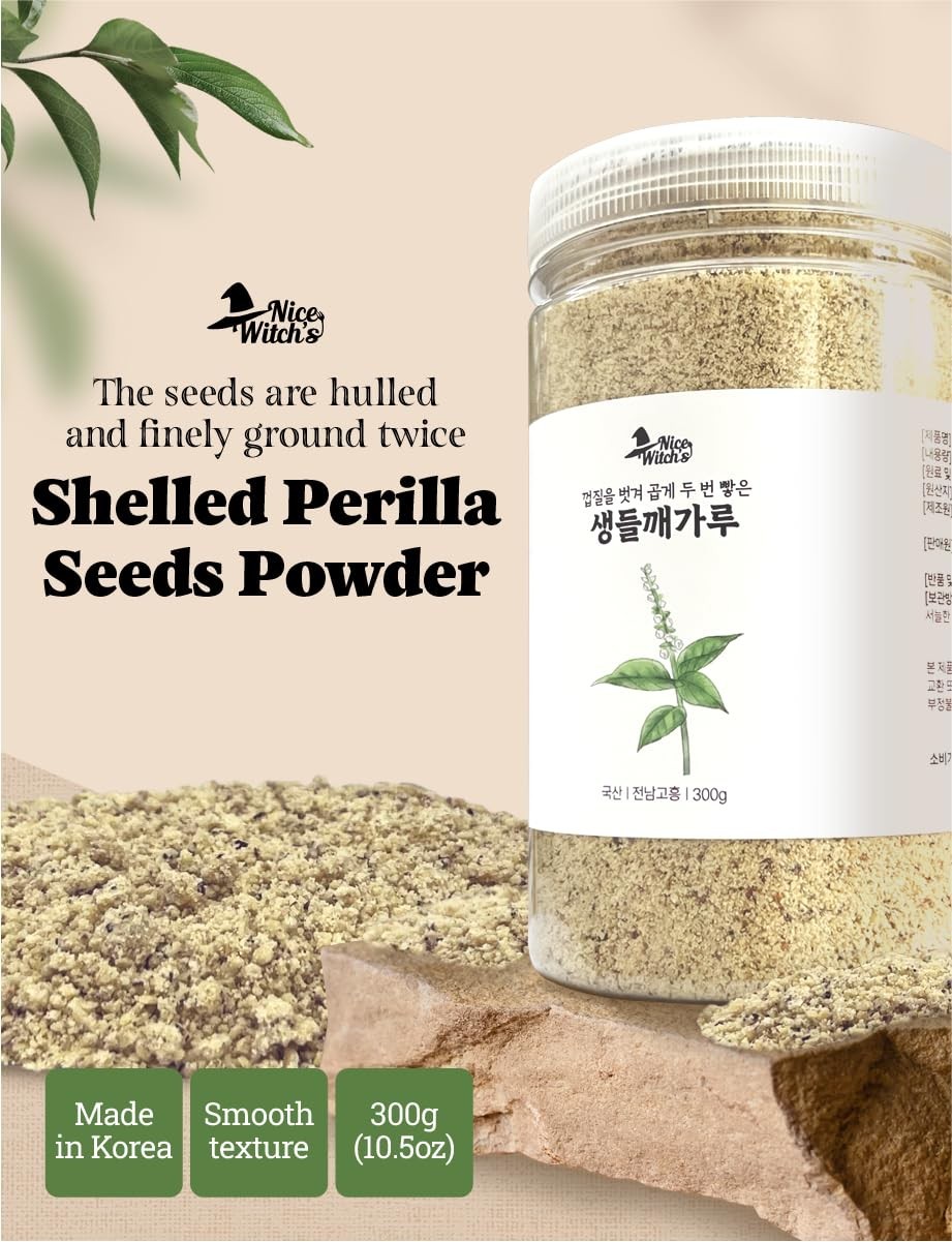 NICE WITCH’S Korean 100% Peeled Perilla Seeds Powder Flour 300g (10.5 oz)