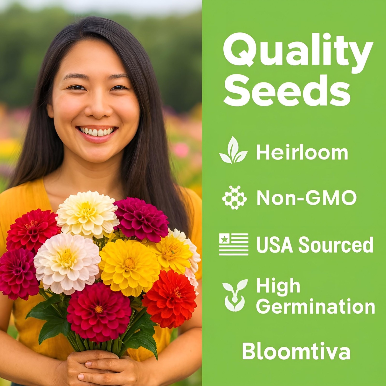 Dahlia Zinnia Seeds Bulk – 1100 Heirloom Zinnia Seeds for Planting Outdoors -…