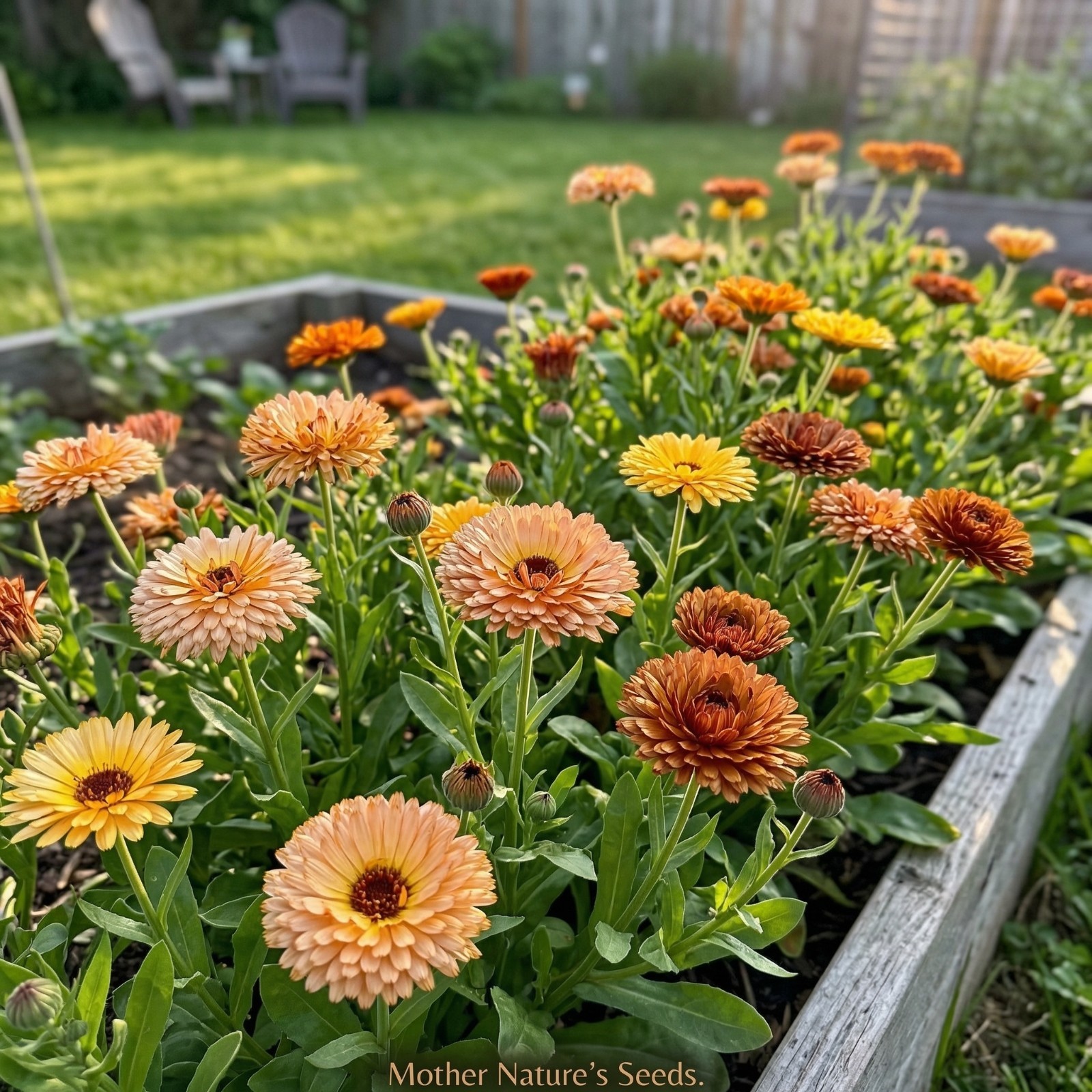 Calendula SUNSET Mix Double Blooms Bi-Colored Heirloom Edible Non-GMO 50 Seeds!