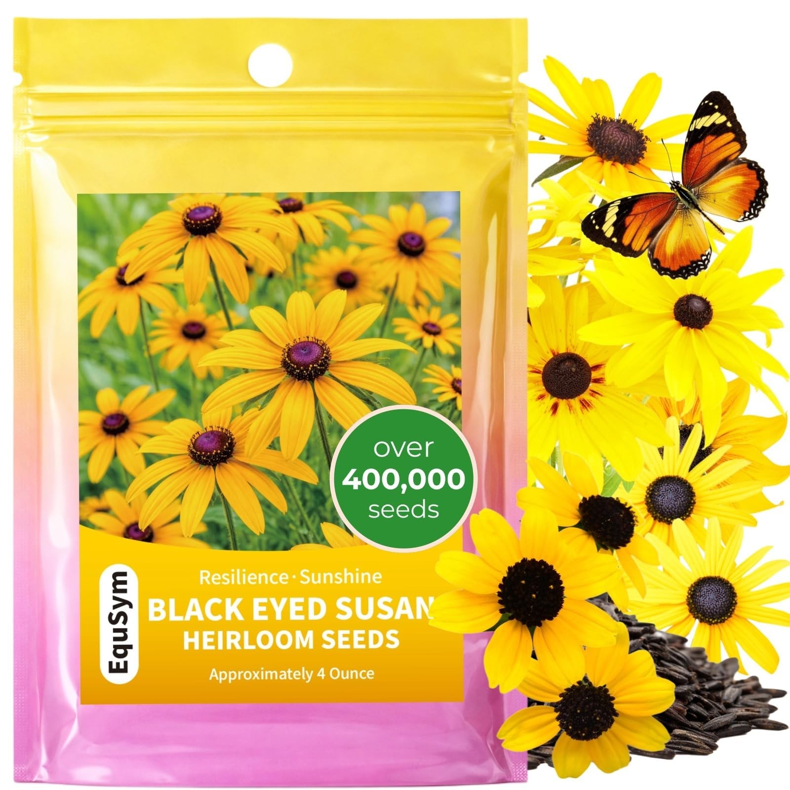 400,000+ Non-GMO Black Eyed Susan Seeds – Rudbeckia Hirta Wildflower for Garden,