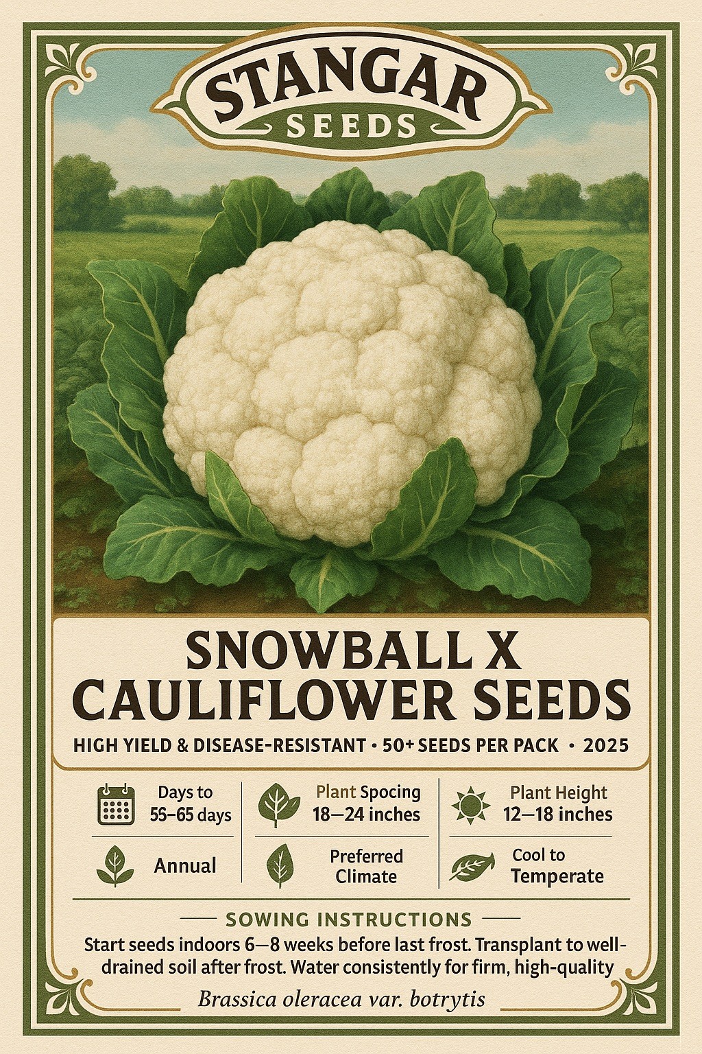 Snowball X Cauliflower Seeds, High Yield & Disease-Resistant, 50+ per pack, 2026
