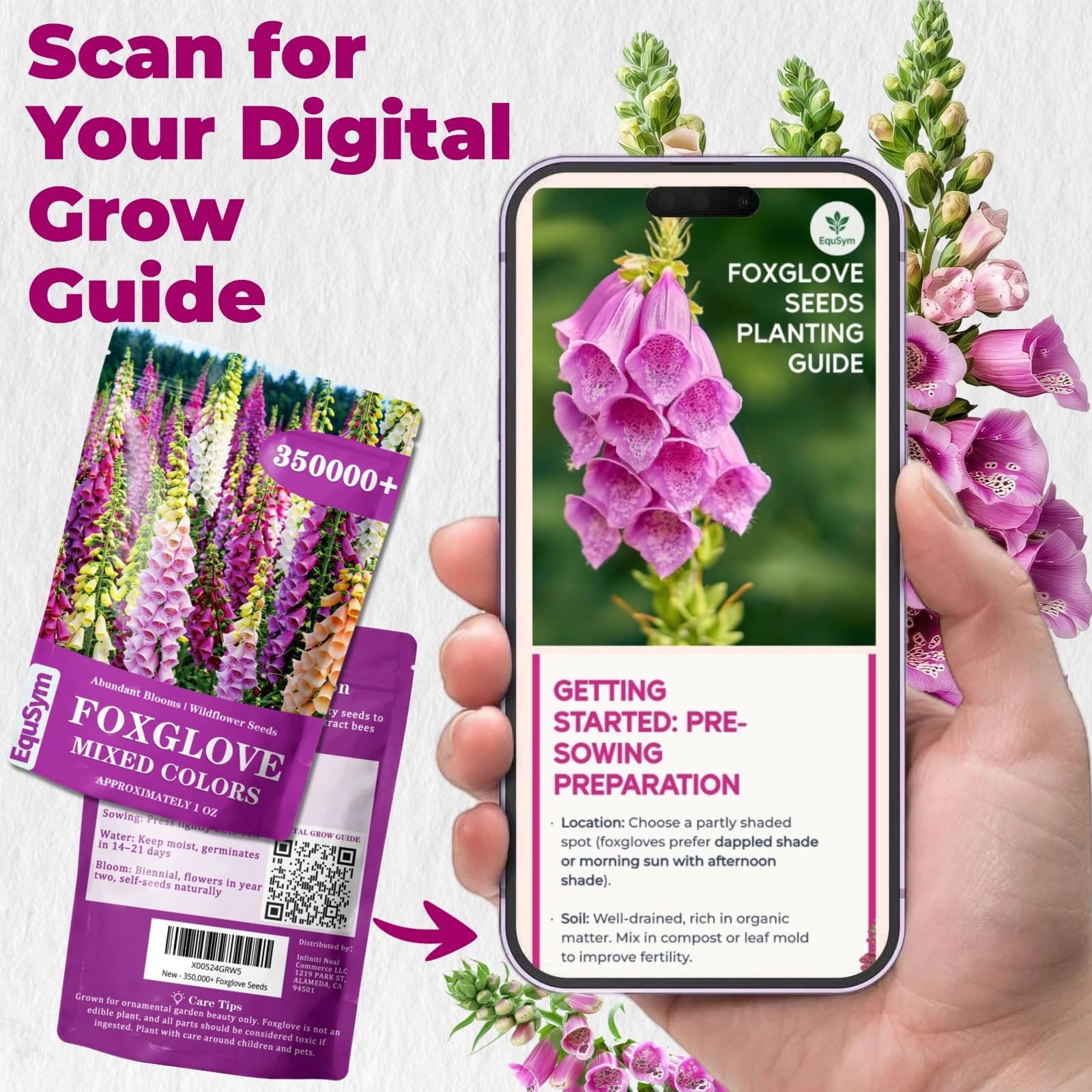 350,000+ Common Foxglove Seeds for Planting Digitalis Purpurea Seeds, Tall O…