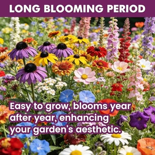 Bulk Wildflower Seeds 10000+ Non-GMO Butterfly Hummingbird Mix, 21 Varieties, Hi