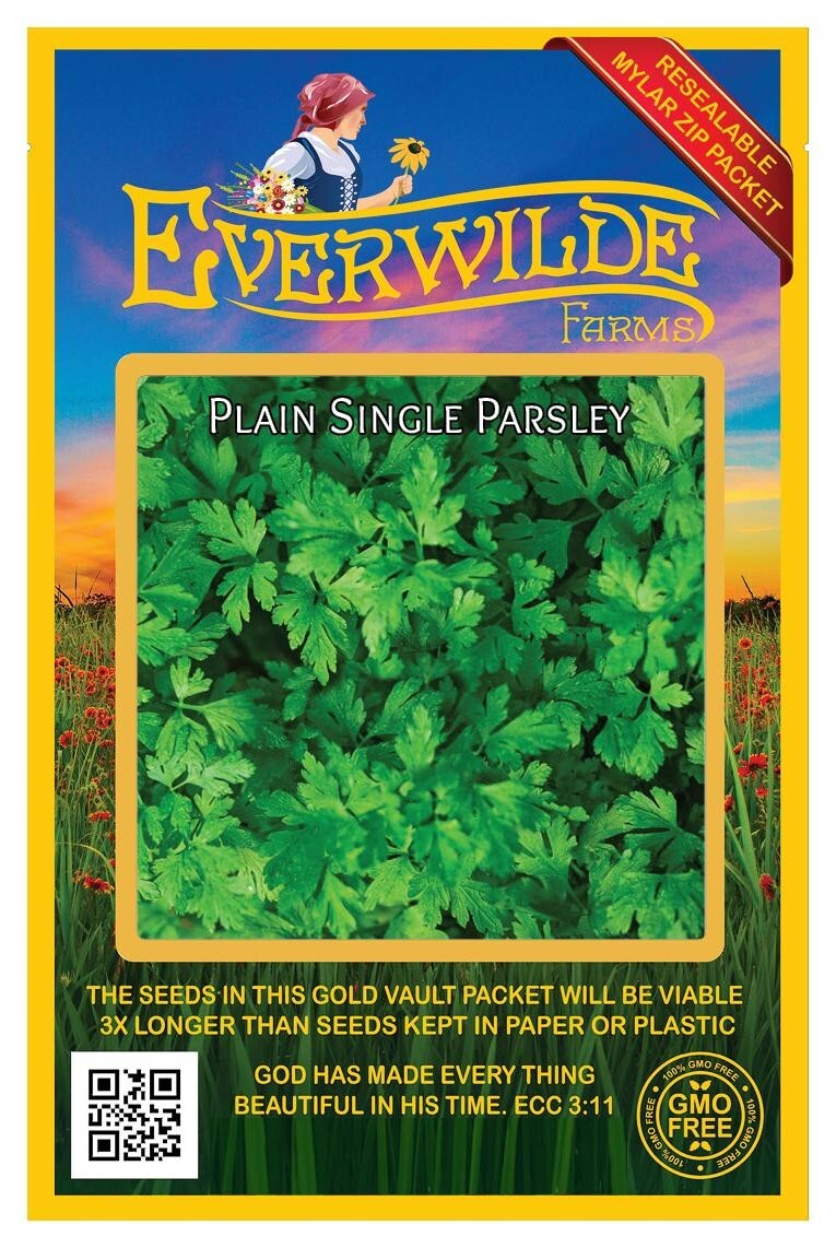 1000 Plain Single Parsley Seeds – Everwilde Farms Mylar Seed Packet