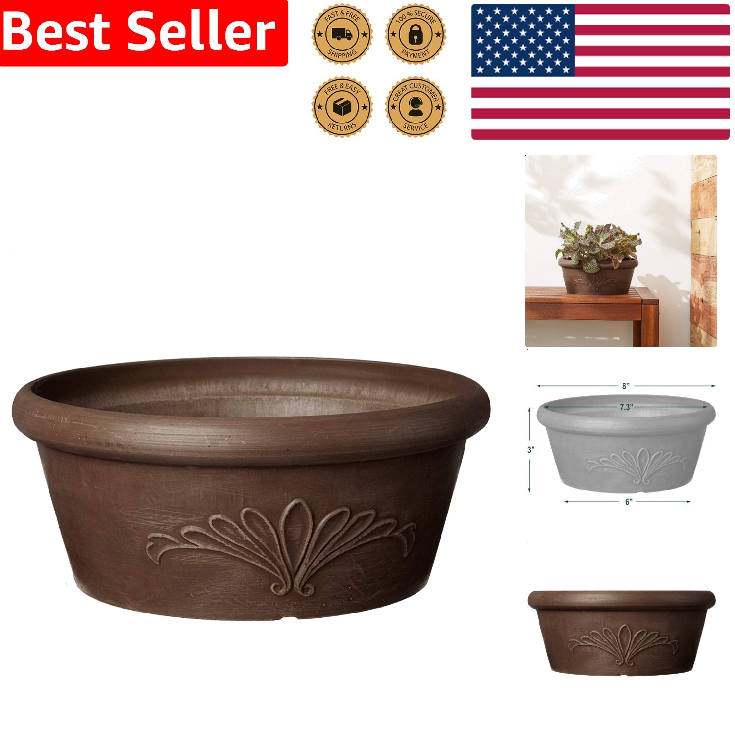 Pot – Lightweight, Outdoor/Indoor, Unique Chocolate Design