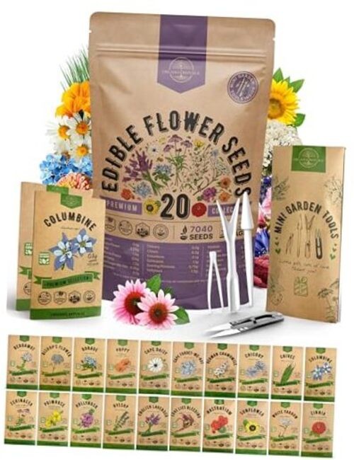 Variety Pack- Indoor/Outdoor. 7000+ 20 Edible Flower Seeds Edible Flower Seeds