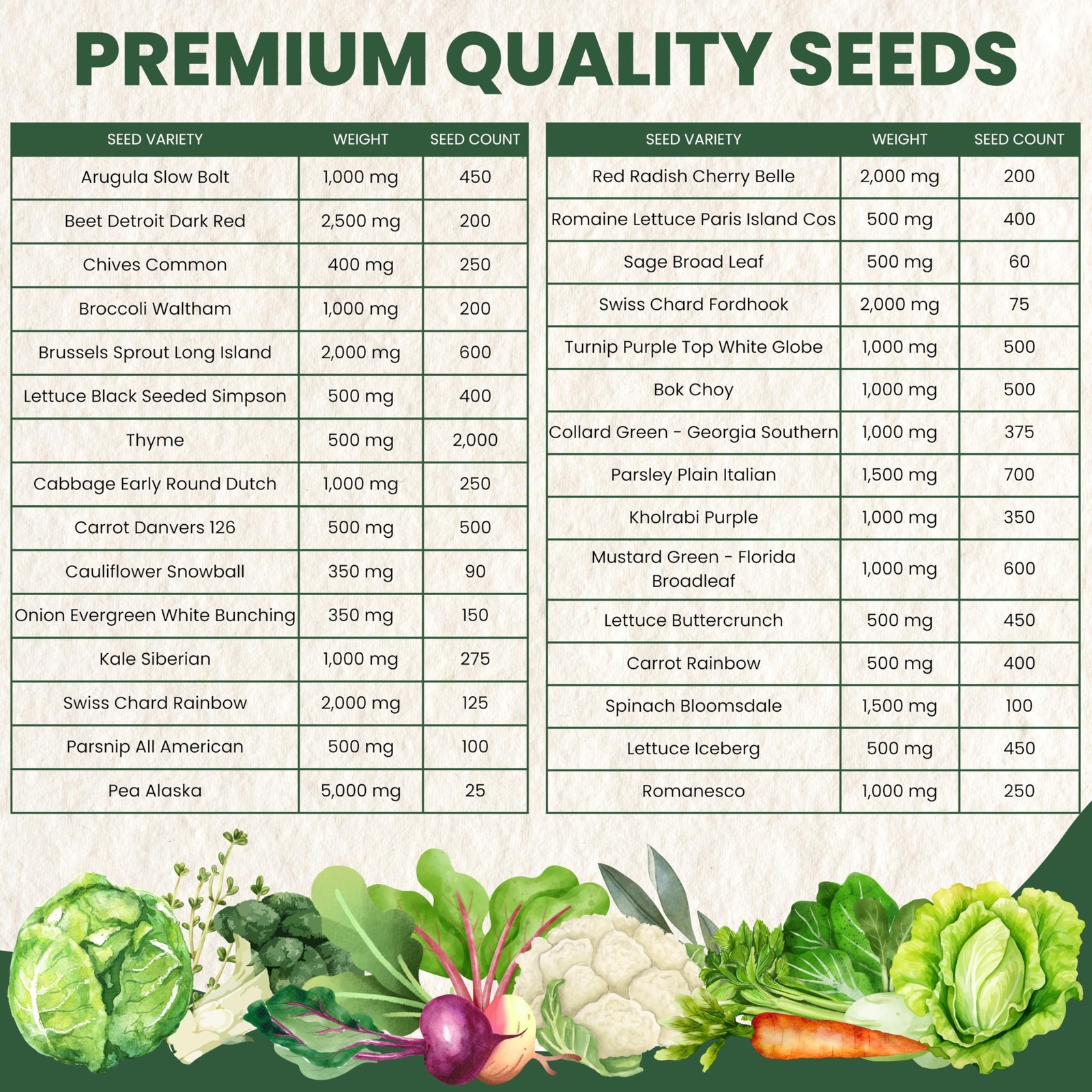 Fall & Winter Seed Variety Pack | 30 Invidiual Packs | 2026 Season | Non-GMO …