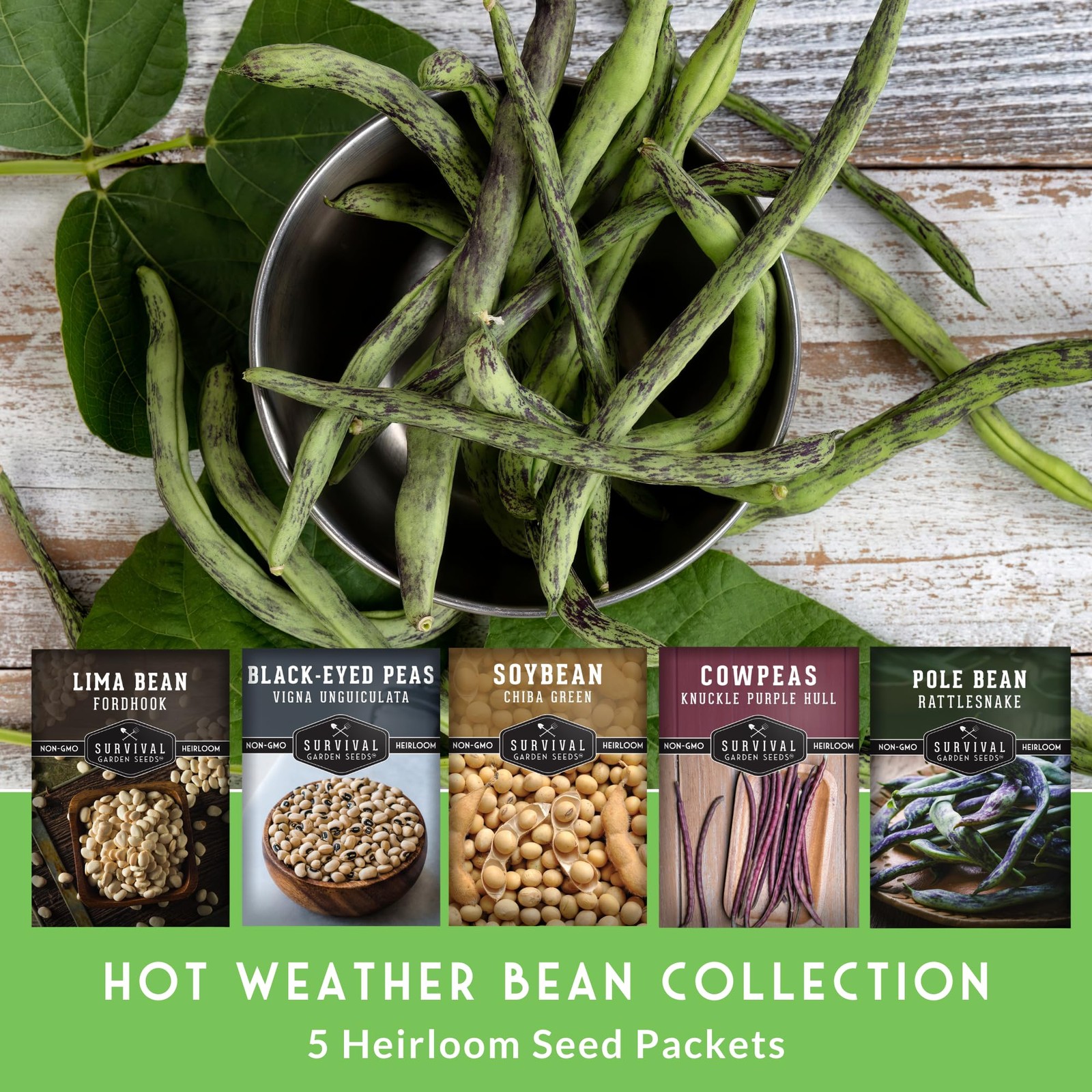 Hot Weather Bean Seeds for Planting – 5 Heat-Tolerant Heirloom Varieties – Ra…