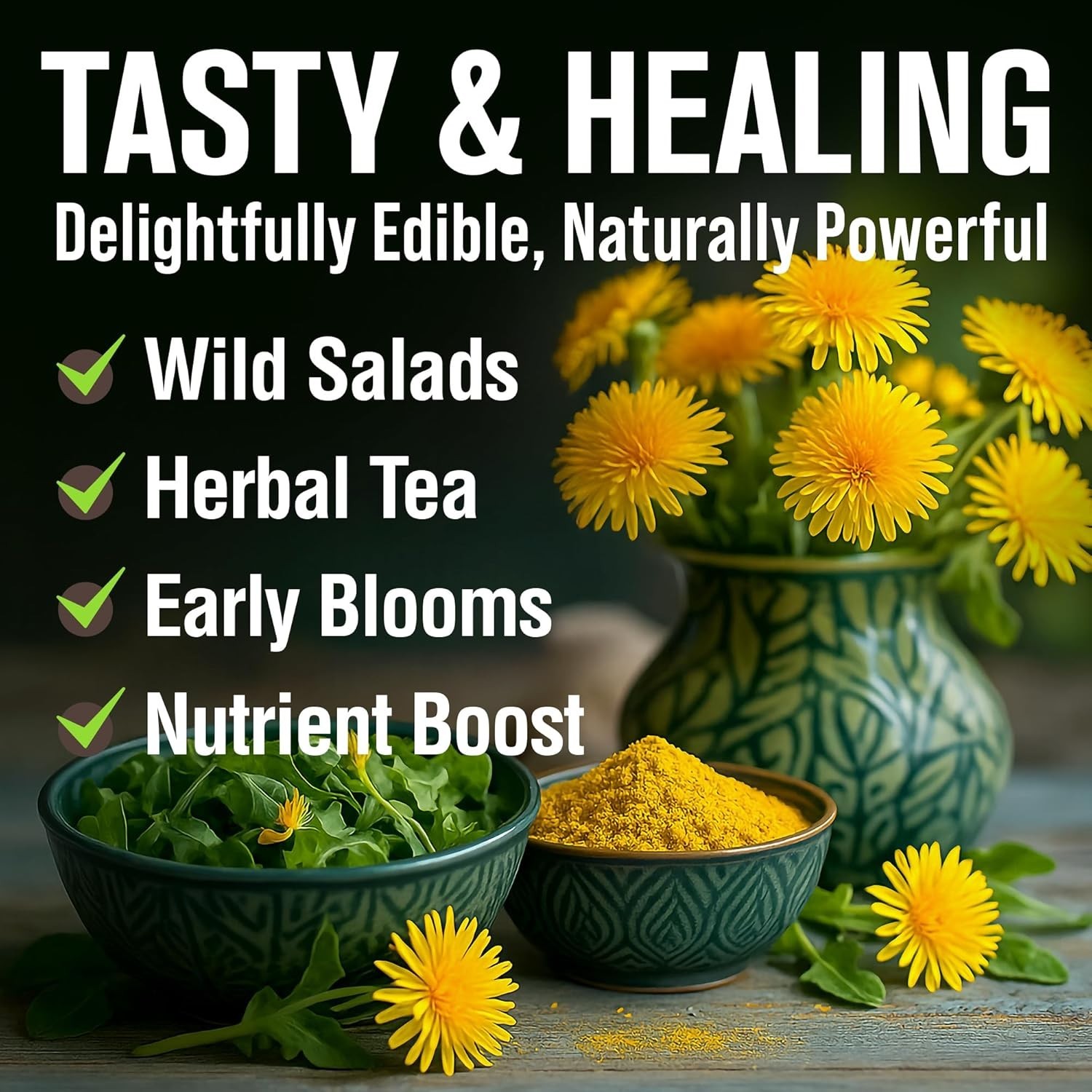 Heirloom Dandelion Seeds (600 Non-GMO) – Thrives in Zones 2-11, Includes Guide