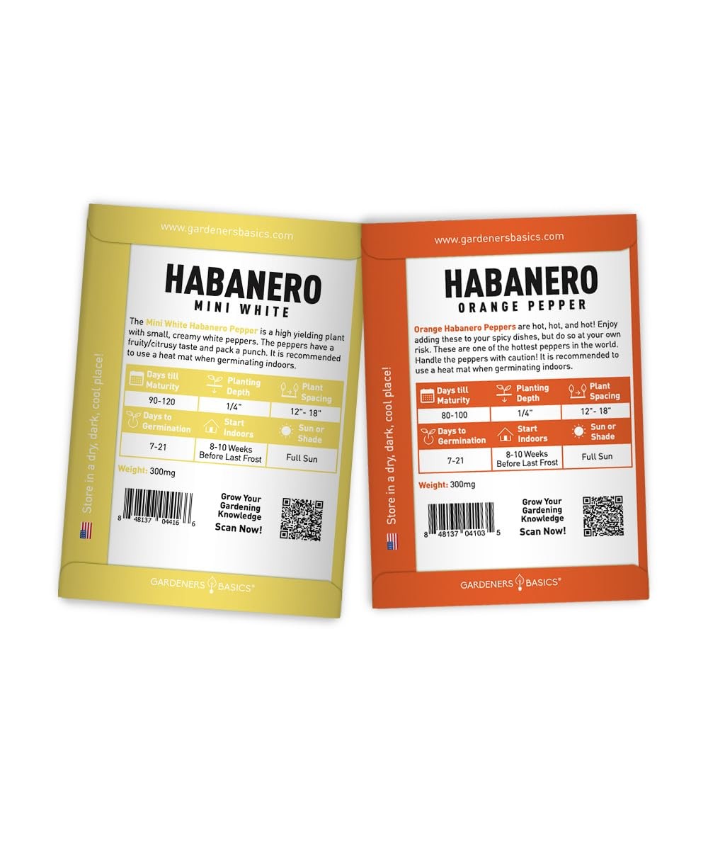 Habanero Pepper Seeds 5 Variety Pack Orange Red Yellow Chocolate White Heirloom