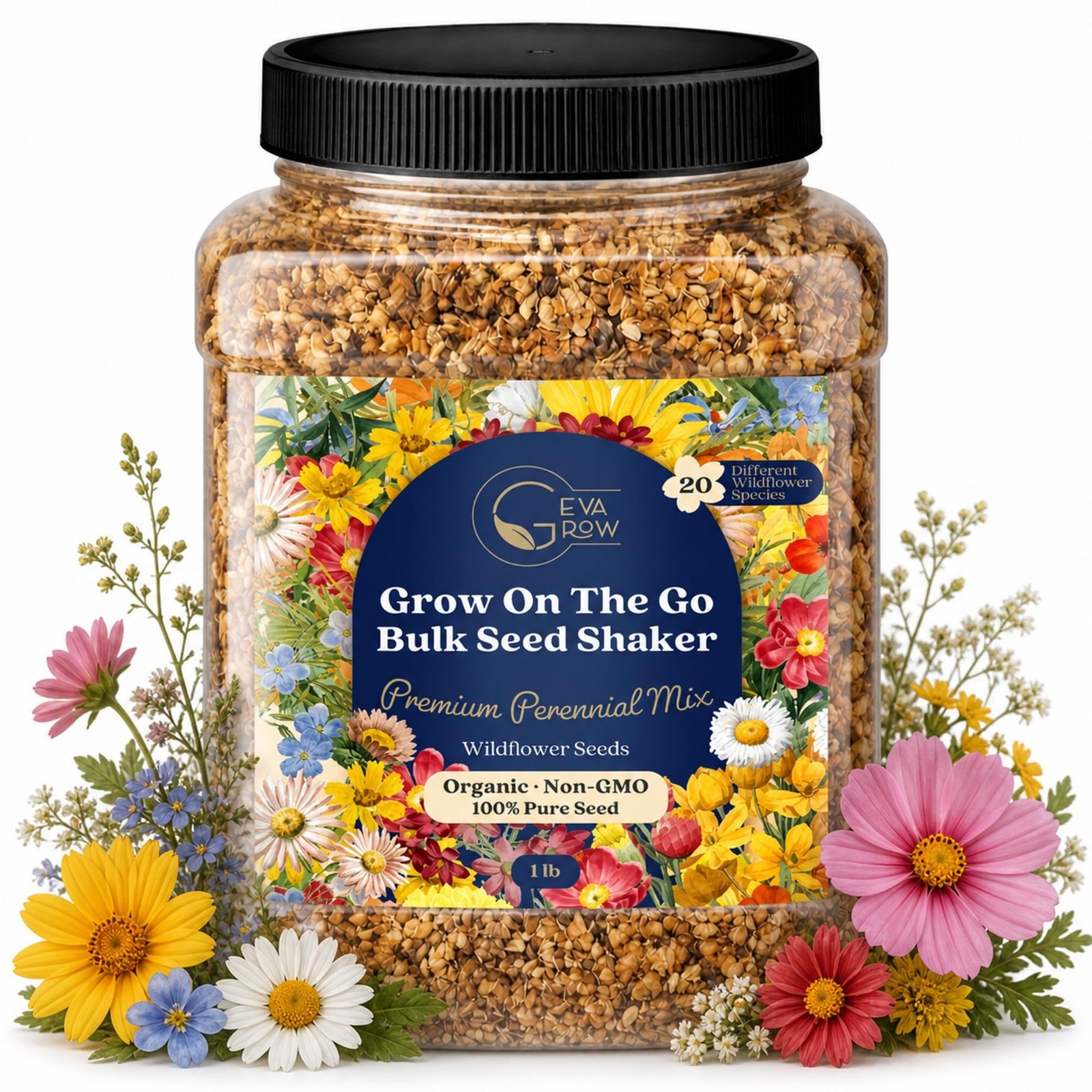Bulk Wildflower Seed Mix – 20 Varieties Perennial Flower Seeds, 900,000+ Seeds,